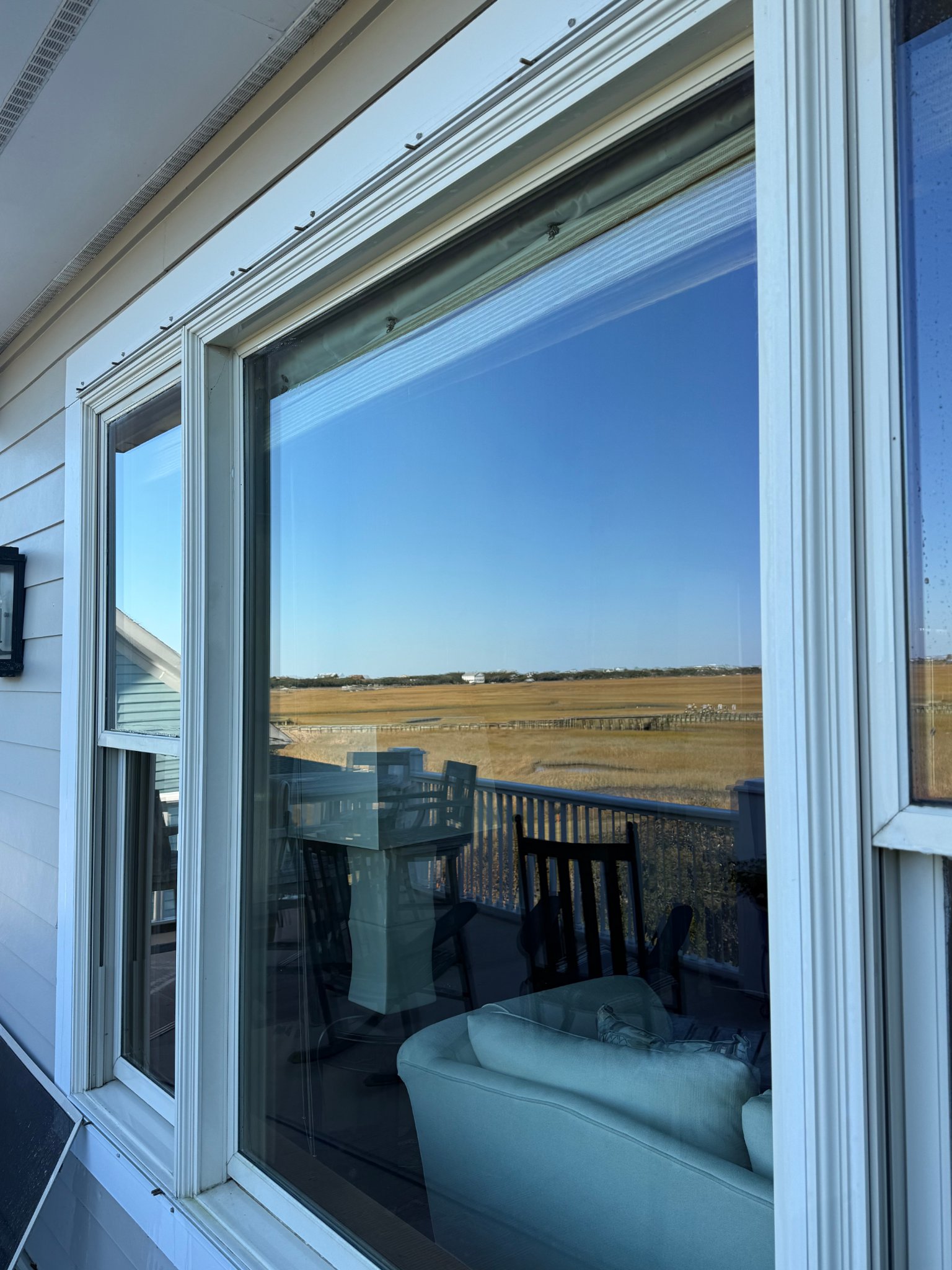 Crystal clear windows with marsh view